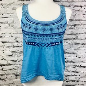 Embroidered Aztec Crochet Back Top